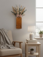 Ahşap Duvar Vazosu 30x15cm Kuru Çiçek Duvar Dekoru - Görsel 2
