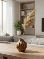 Bohem Tarz İstiridye Desenli Minimalist Seramik Vazo | 15,5x13,5 cm Dekoratif Obje Kuru Çiçek Ev & Masa Dekoru